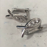 Clear CZ Crossover Ribbon Leverback Earrings