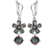 Rainbow CZ Flower Drop Jewelry Set