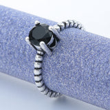 Black CZ Antique Rope Band Ring
