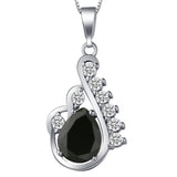 Black Pear CZ Feather Swirl Jewelry Set