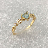Aqua Heart CZ Infinity Gold Ring