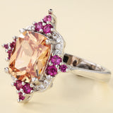 Champagne Cushion CZ Pink Cluster Ring