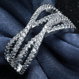 Pavé CZ Crisscross Multi-Row Band Ring
