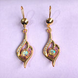 Red CZ Wreath Circle Drop Earrings