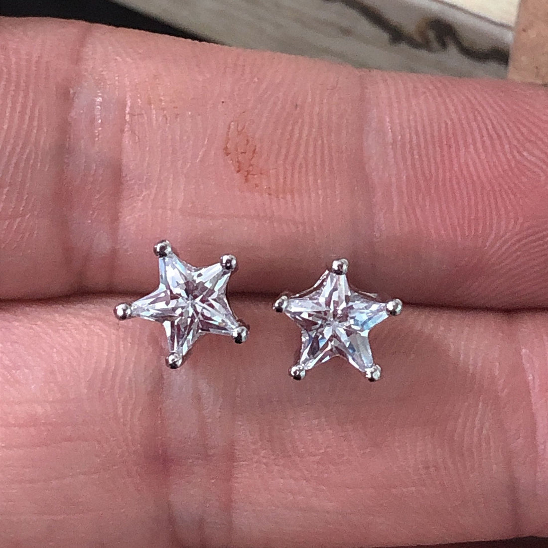 Clear Star-Cut CZ Stud Earrings
