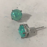 Opal-Look Round Prong Stud Earrings