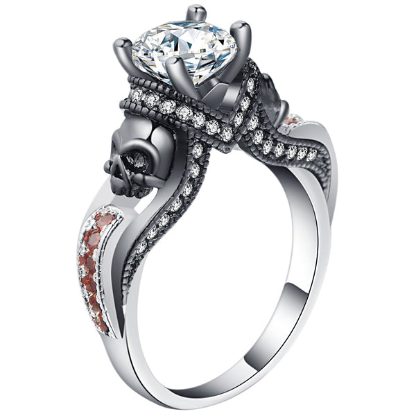 Skull Black Gothic Champagne-Accent Ring