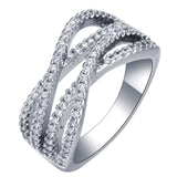Pavé CZ Crisscross Multi-Row Band Ring