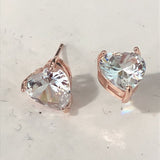 Clear Heart CZ Stud Earrings
