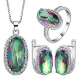 Rainbow Mystic Oval CZ Jewelry Set