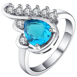 Aqua Pear CZ Swirl Jewelry Set