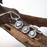 Round CZ Halo Pendant and Earring Set