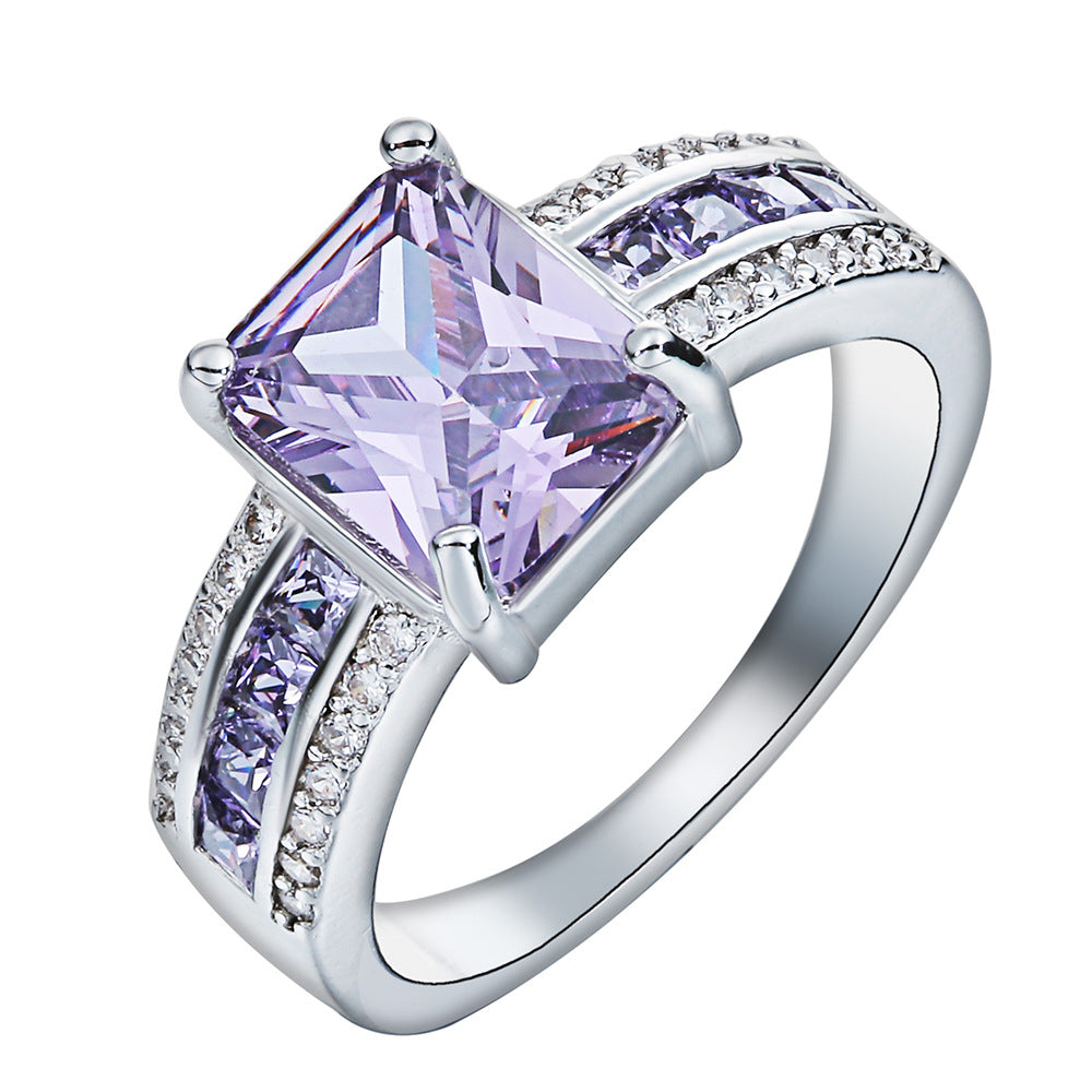 Lavender Princess-Cut Channel Ring