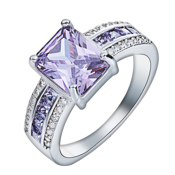 Lavender Princess-Cut Channel Ring