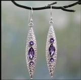 Purple Marquise Stone Antique Spindle Earrings