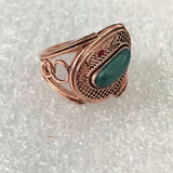 Green Cabochon Enamel Snake Vintage Ring