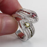 Yellow-Red Marquise CZ Snake Wrap Ring