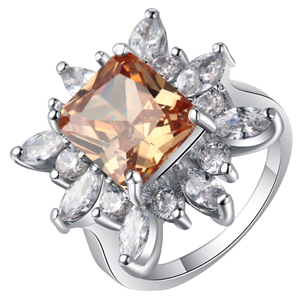 Champagne CZ Marquise Starburst Ring
