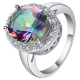 Rainbow Mystic Oval Halo Triple-Drop Jewelry Set