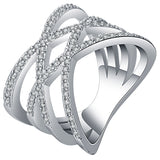 Crisscross CZ Pave Wide Band Ring