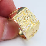 Crucifix and Cross CZ Men's Signet Ring