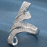 Pavé CZ Folded Ribbon Statement Ring
