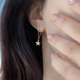 Tiny Star Chain Drop Earrings