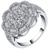 Pavé Baguette CZ Rose Flower Statement Ring