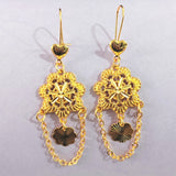 Sunflower Medallion Chain Drop Earrings
