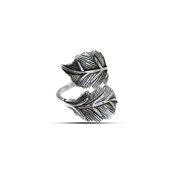 Oxidized Feather Wrap Ring