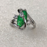 Emerald-Green Marquise CZ Bypass Ring