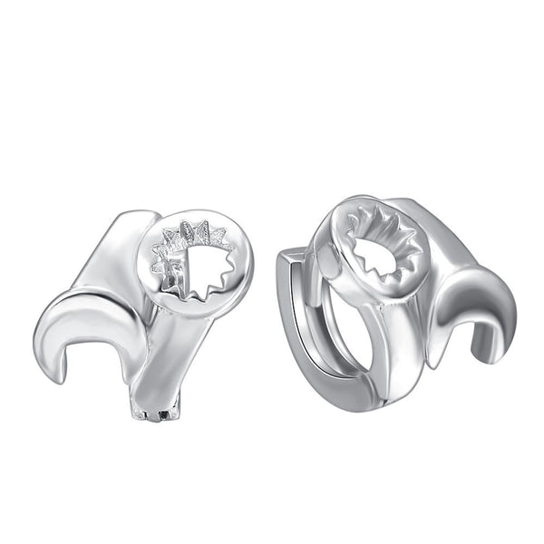 Polished Wrench Huggie Earrings