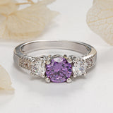 Purple Round CZ Three-Stone Ring