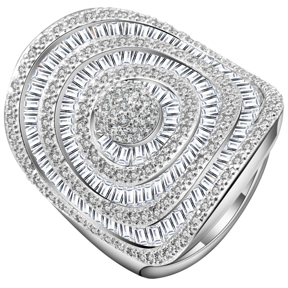 Baguette CZ Concentric Dome Cocktail Ring