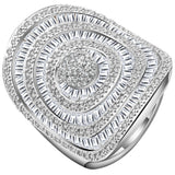 Baguette CZ Concentric Dome Cocktail Ring