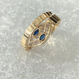 Gold Snake Wrap Ring with Blue Eyes