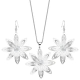 Lotus Flower Pendant Necklace and Earrings Set