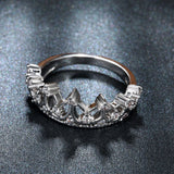 Silver CZ Princess Crown Band Ring