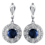 Sapphire-Blue Round CZ Halo Jewelry Set