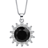 Black Round CZ Starburst Halo Jewelry Set