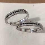 Black and Clear CZ Double-Row Hoop Earrings