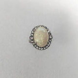 Opal-Look Oval CZ Halo Cocktail Ring
