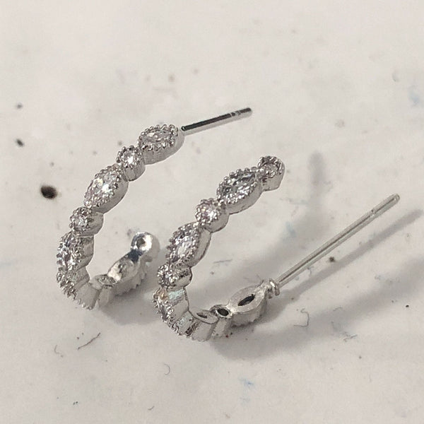Marquise Pavé Open C-Hoop Earrings