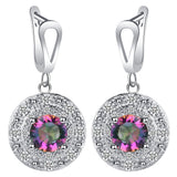 Rainbow Mystic Round CZ Halo Jewelry Set