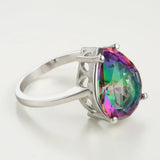 Rainbow Mystic Pear CZ Solitaire Ring