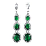 Emerald-Green Oval Halo Drop Jewelry Set