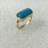 Turquoise-Look Bezel Thin Gold Ring