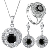 Black Round CZ Disc Halo Jewelry Set