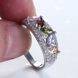 Multicolor Marquise CZ Pave Dome Ring