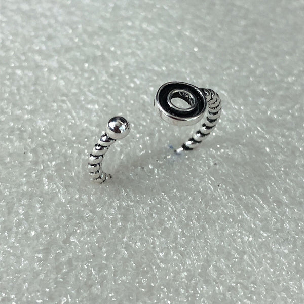 Black Enamel Circle Beaded Open Ring